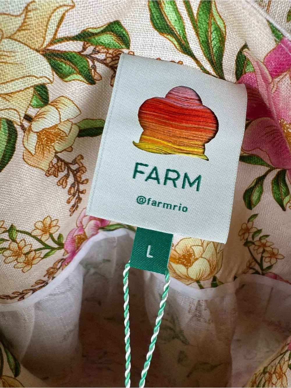 FARM Rio Palm Dream Mini Skirt Large Floral Linen Wrap Bamboo Buckles NWT